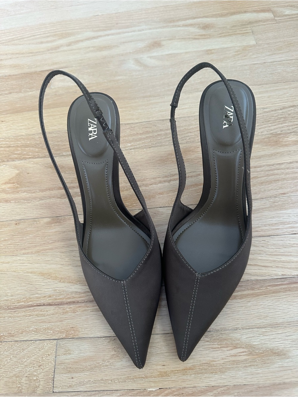 ZARA Olive Pointed Slingback Heels - Picture 10 of 11